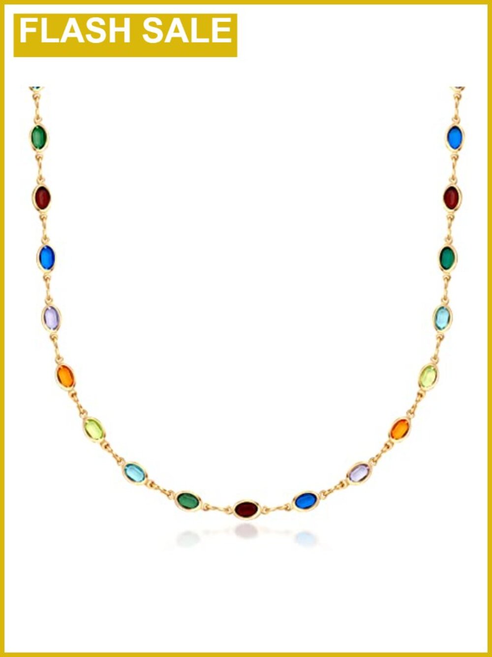 18K Gold Plated Multicolor Crystal Oval Necklace